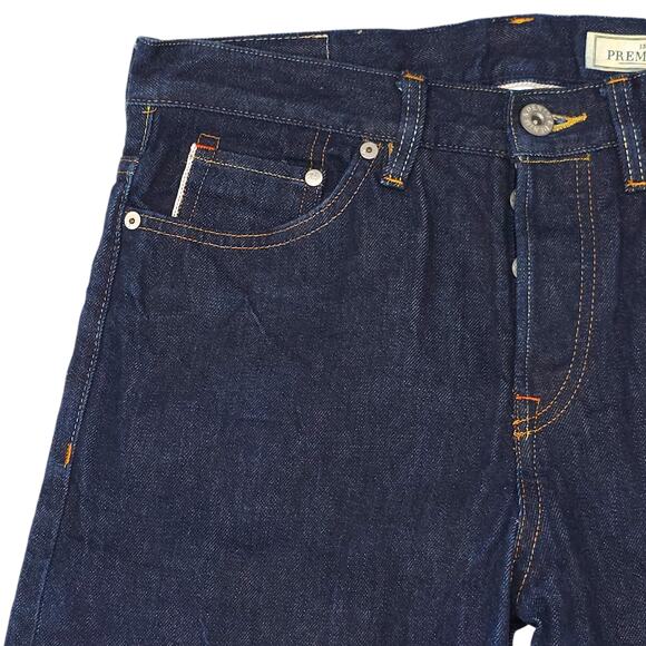 H&M &Denim Premium Denim Jeans Mens 29x32 Blue Selvedge Slim Tapered Raw - Picture 3 of 14